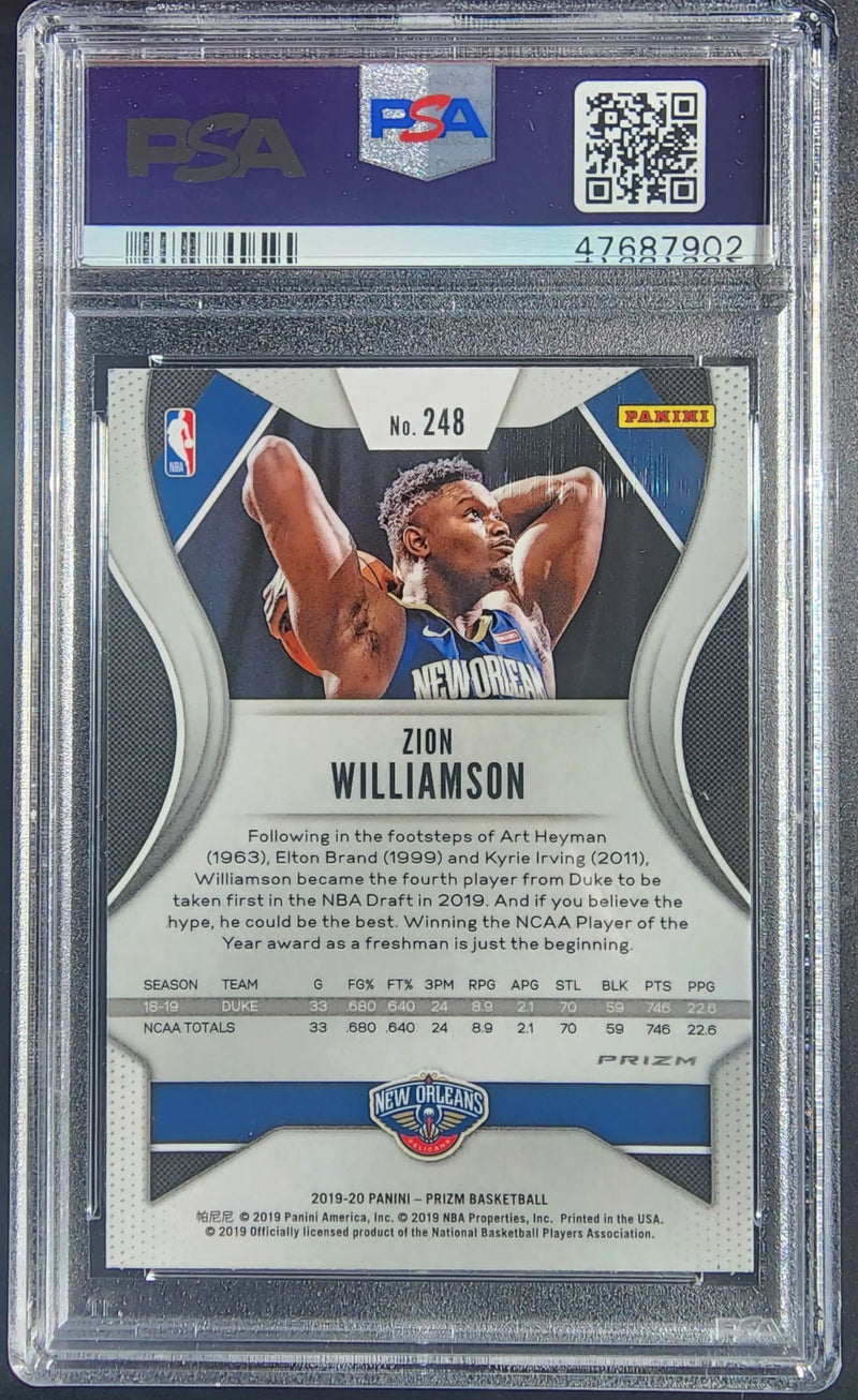 Zion Williamson 2019 Panini Prizm #248 Silver PSA 9 Mint - Basketball Card Single