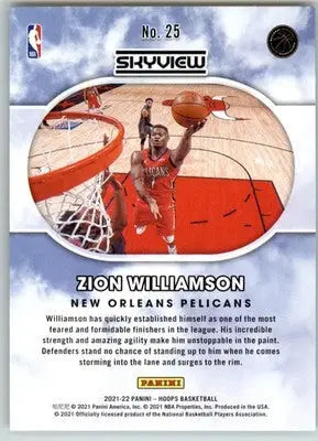 Zion Williamson - 2021-22 Hoops - #25 - Skyview Holo Basketball - Basketball Card Single