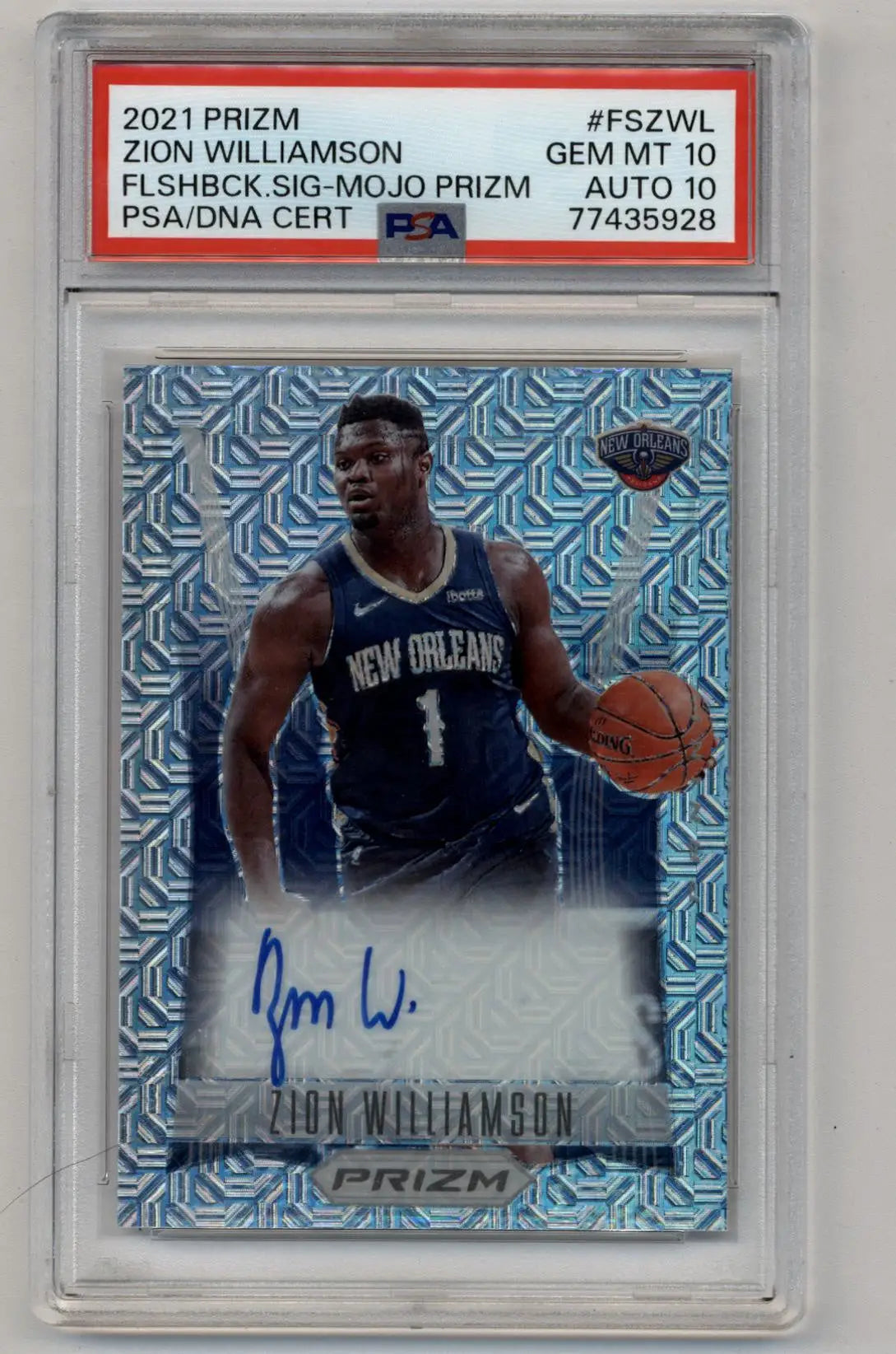 Zion Williamson 2021-22 Prizm Flashback Signature Mojo Auto 17/25 PSA 10 Gem Mint Auto 10 - Basketball Card Single