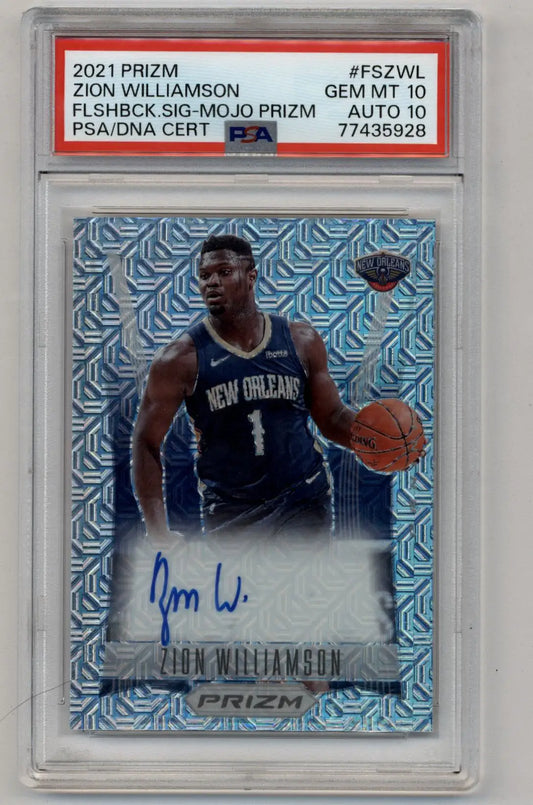 Zion Williamson 2021-22 Prizm Flashback Signature Mojo Auto 17/25 PSA 10 Gem Mint Auto 10 - Basketball Card Single