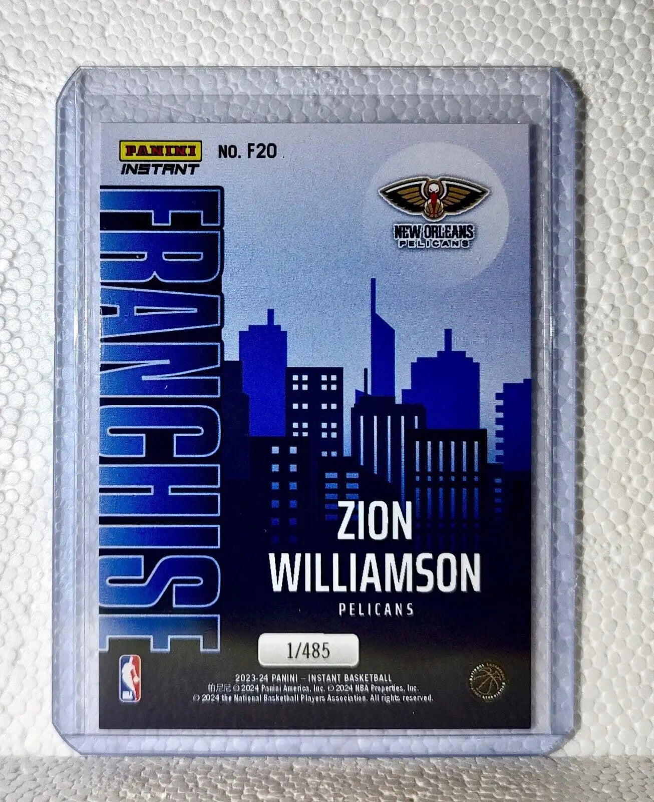 Zion Williamson 2023-24 NBA #20 Franchise Basketball Card Pelicans 1/485 - Basketball Card Single