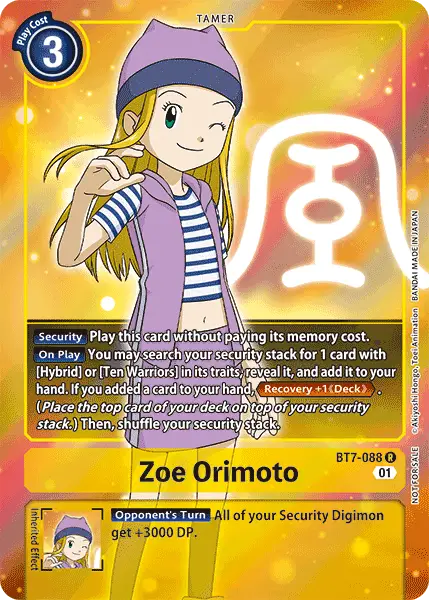 Zoe Orimoto BT7-088 Alternative Art card from Next Adventure for security stack strategy