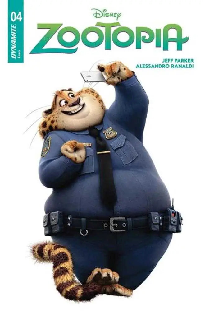 Cartoon police cheetah taking a selfie on Zootopia #4 Cover E Movie Characters Variant