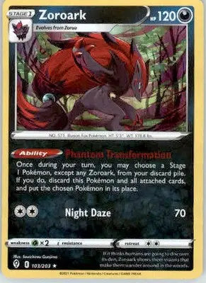 Zoroark - SWSH07: Evolving Skies - 103/203 - Holo LP - Pokémon Card Single