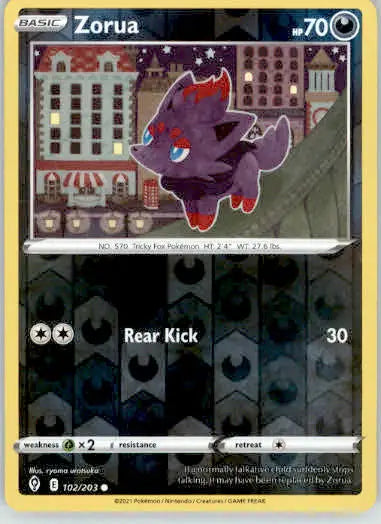 Zorua - SWSH07: Evolving Skies - 102/203 - Reverse Holo LP - Pokémon Card Single
