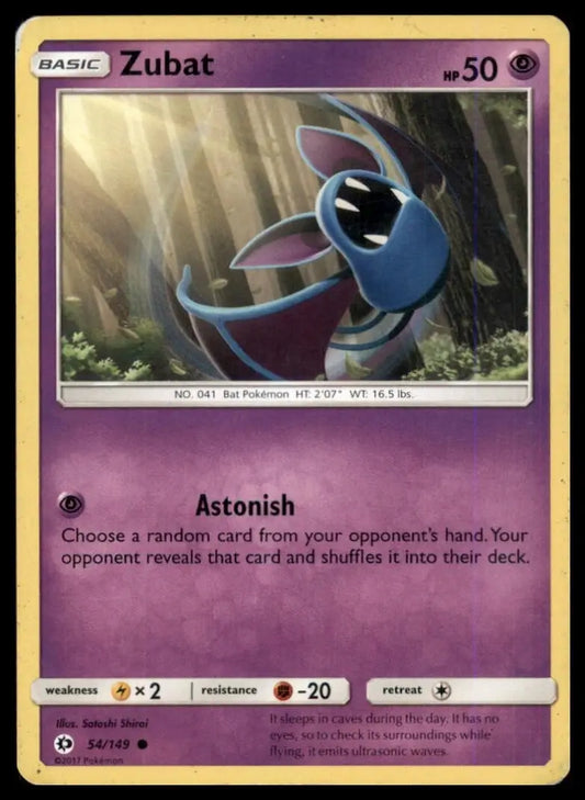 Zubat 54/149 SM Base Set Regular - Pokémon Card Single