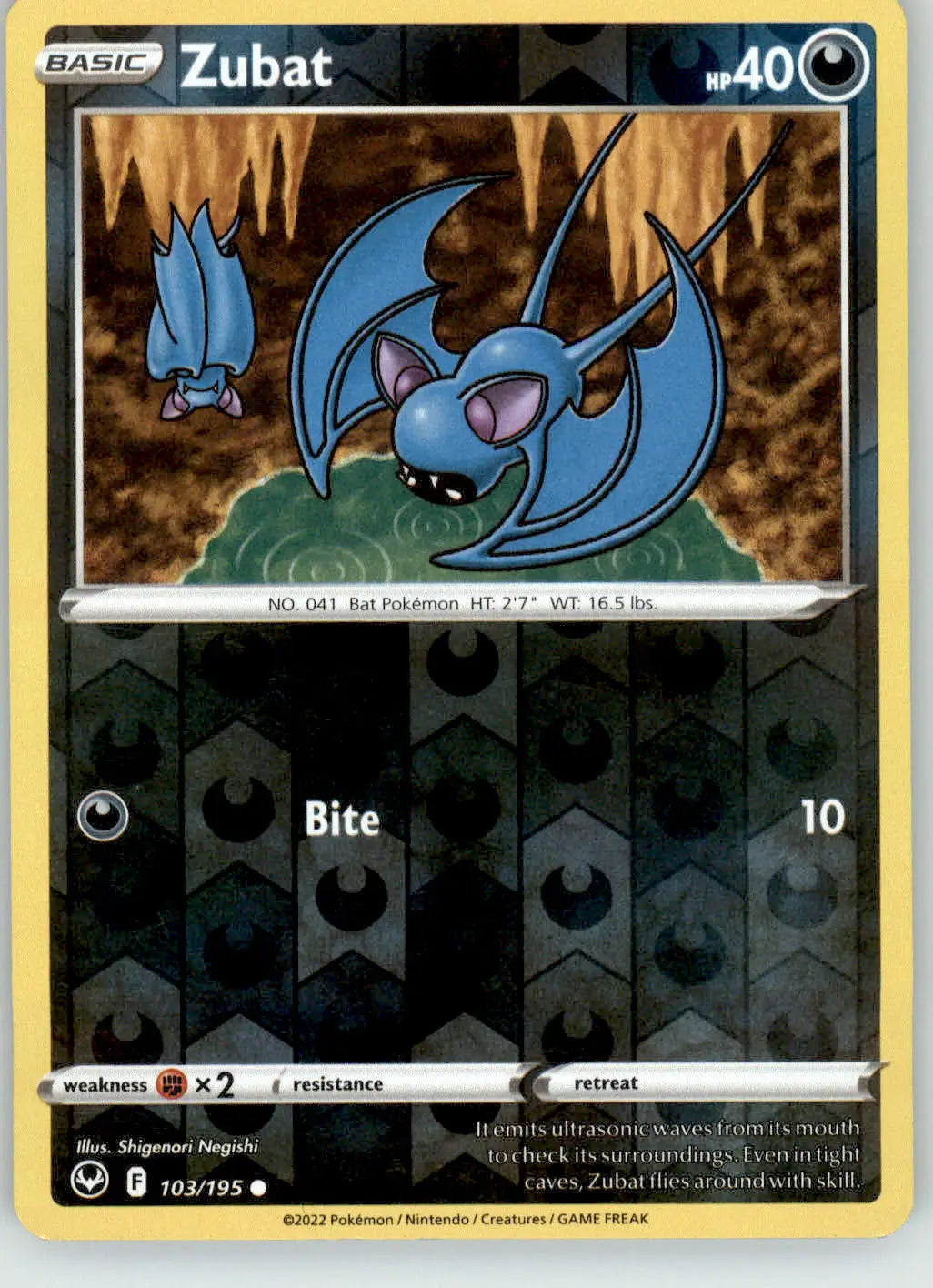 Zubat - Silver Tempest - 103/195 - Reverse Holo LP Pokemon - Pokémon Card Single