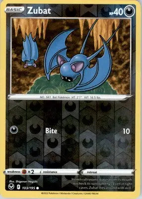 Zubat - SWSH12: Silver Tempest - Reverse Holo LP - #103/195 - Pokémon Card Single