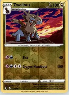 Zweilous - Evolving Skies - 114/203 - Reverse Holo LP Pokemon - Pokémon Card Single