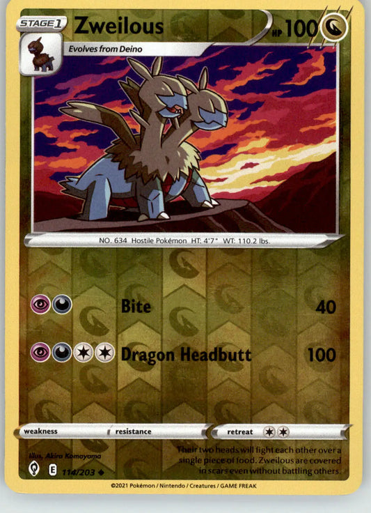 Zweilous - Evolving Skies - 114/203 - Reverse Holo LP Pokemon - Pokémon Card Single
