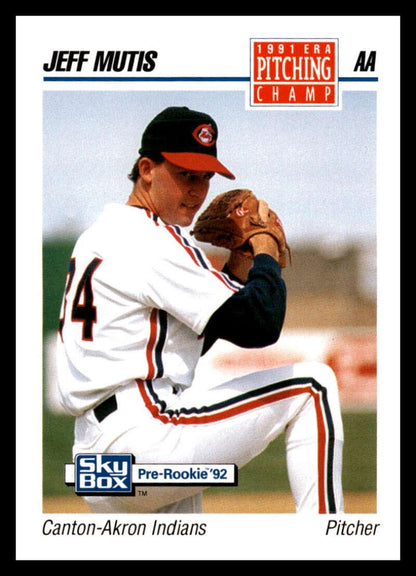 1992 Skybox AA #296 Jeff Mutis Canton-Akron Indians NM-MT Baseball Card Image 1