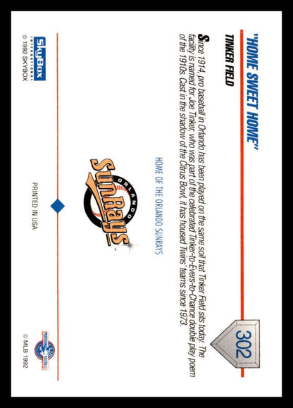 1992 Skybox AA #302 Tinker Field Orlando Sun Rays NM-MT Baseball Card Image 2