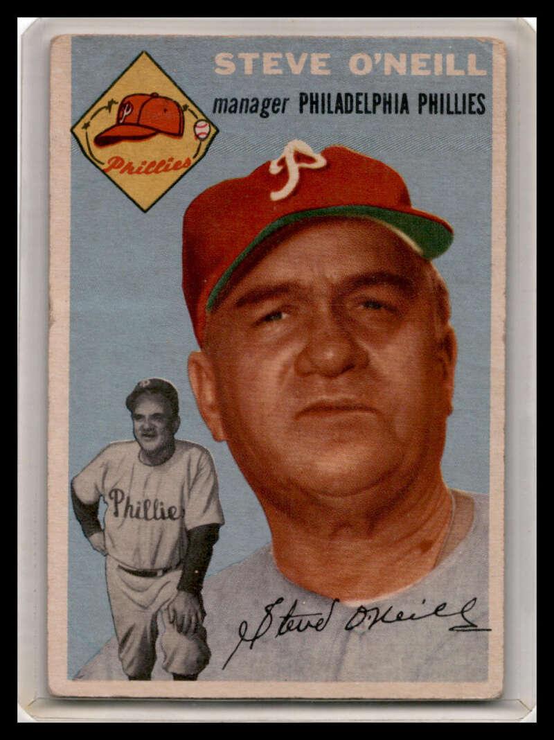1954 Topps #127 Steve O'Neill G/VG Baseball Card Image 1