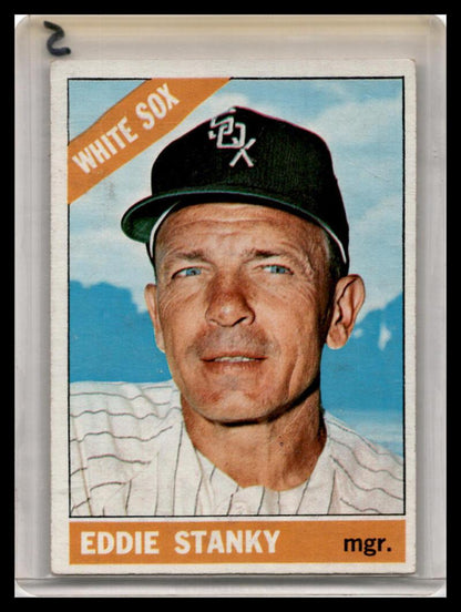 1966 Topps #448 Eddie Stanky VG Baseball Card Image 1