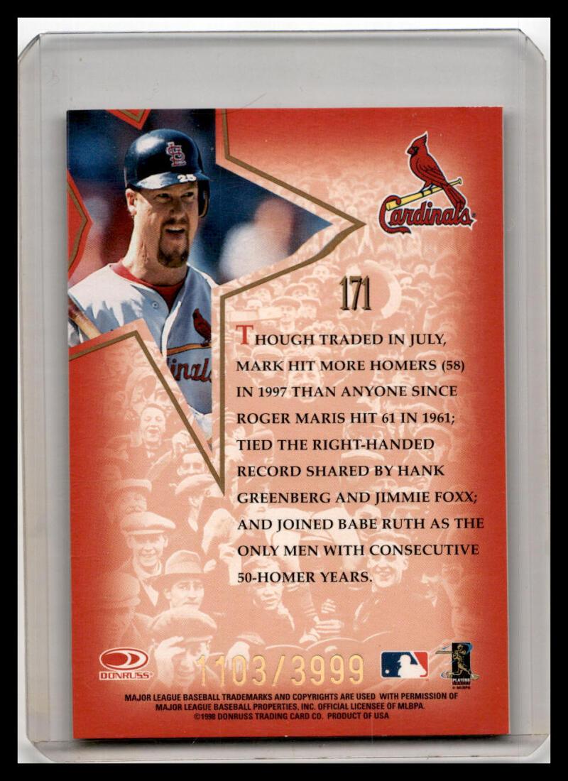 1998 Leaf #171 Mark McGwire Fractal Foundations NM-MT Baseball Card Image 2