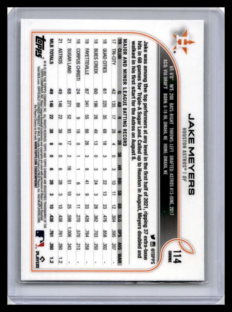 2022 Topps Chrome #114 Jake Meyers NM-MT Houston Astros Baseball Card Image 2