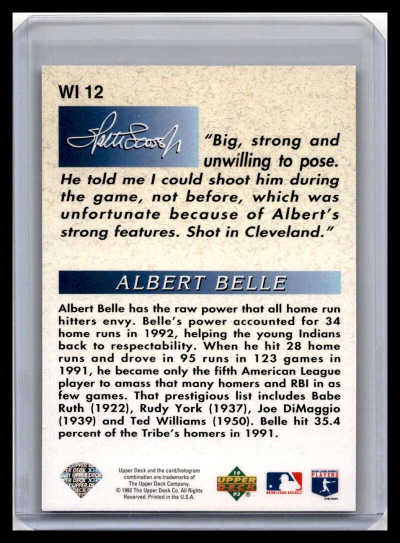 1993 Upper Deck #WI 12 Albert Belle NM-MT Cleveland Indians Baseball Card Image 2