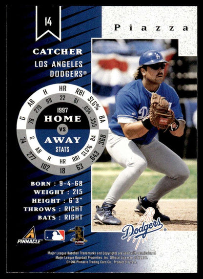 1998 Zenith #14 Mike Piazza EX/NM Los Angeles Dodgers Baseball Card Image 2