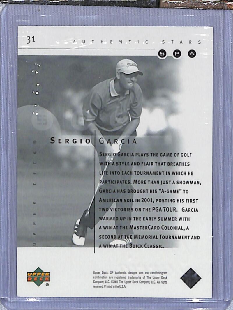 2001 Upper Deck SP Authentic Preview #31 Sergio Garcia NM-MT Golf Card  Image 2