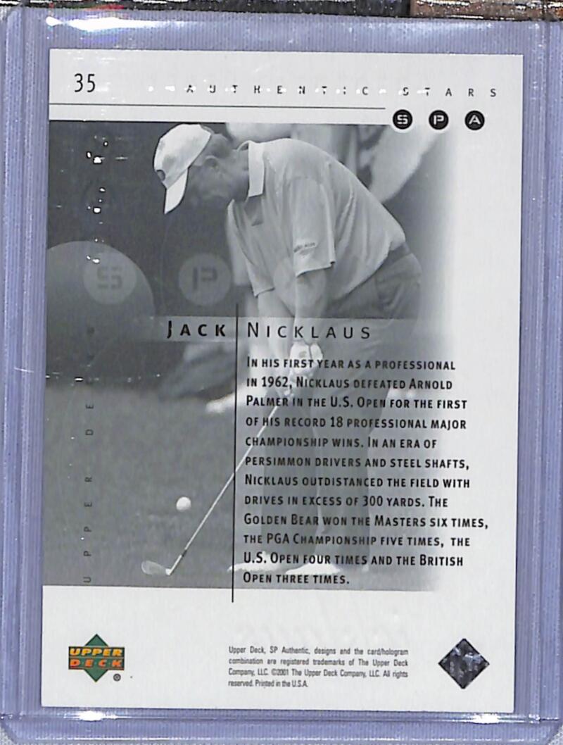 2001 Upper Deck SP Authentic Preview #35 Jack Nicklaus NM-MT Golf Card  Image 2