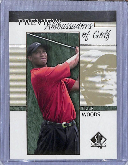 2001 Upper Deck SP Authentic Preview #51 Tiger Woods NM-MT Golf Card  Image 1