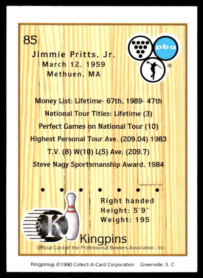 1990 Kingpins #85 Jimmie Pritts Jr. NM-MT PBA Bowling Card Image 2