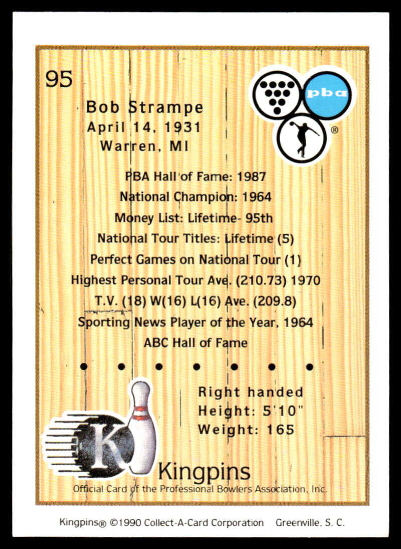 1990 Kingpins #95 Bob Strampe NM-MT PBA Bowling Card Image 2
