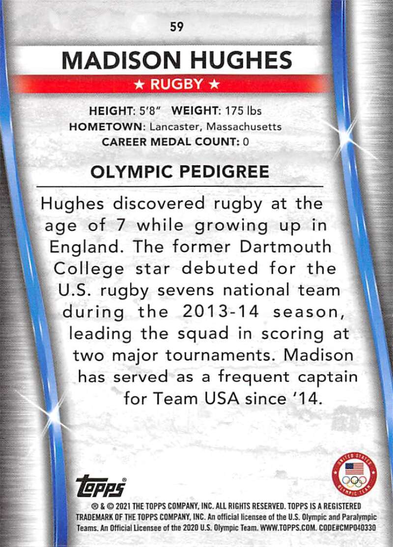 2021 Topps US Olympics and Paralympics Team Hopefuls NM-MT #59 Madison Hughes Rugby Card Image 2
