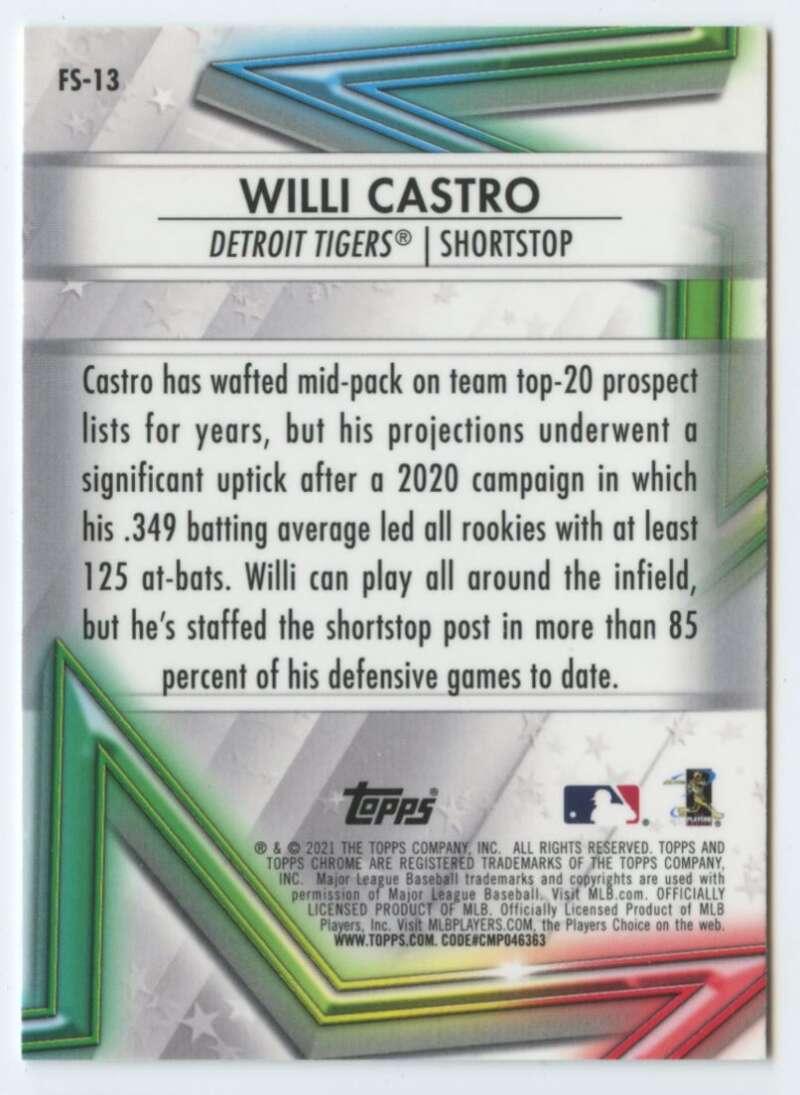 2021 Topps Chrome Future Stars Refractor #FS-13 Willi Castro NM-MT Detroit Tigers Baseball Card Image 2