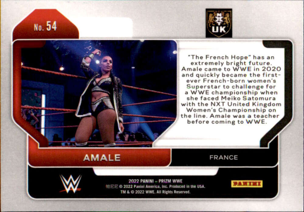 2022 Panini Prizm WWE # 54 Amale   NXT UK Image 2