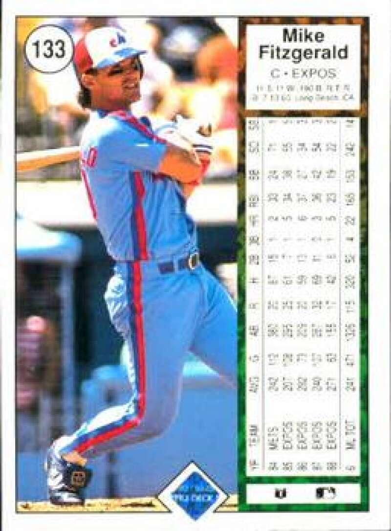 1989 Upper Deck #133 Mike Fitzgerald NM-MT Montreal Expos Baseball Card Image 2