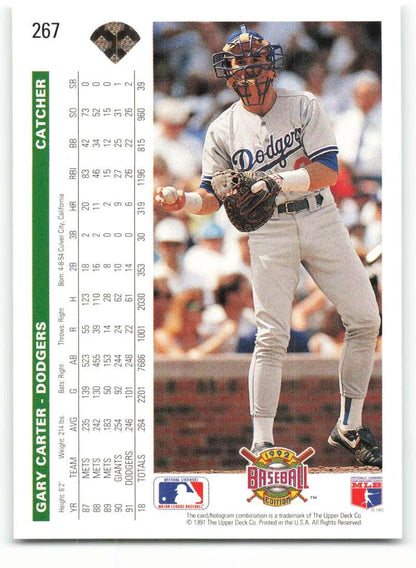 1992 Upper Deck #267 Gary Carter NM-MT Los Angeles Dodgers Baseball Card Image 2