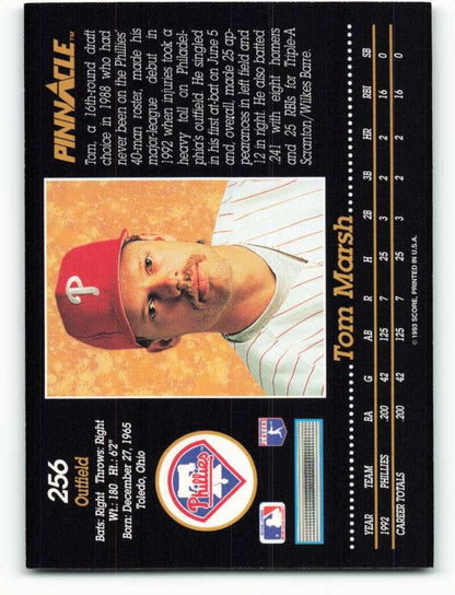 1993 Pinnacle #256 Tom Marsh NM-MT Philadelphia Phillies Baseball Card Image 2