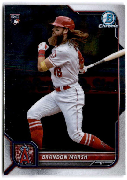 2022 Bowman Chrome #70 Brandon Marsh NM-MT RC Rookie Los Angeles Angels Baseball Card Image 1