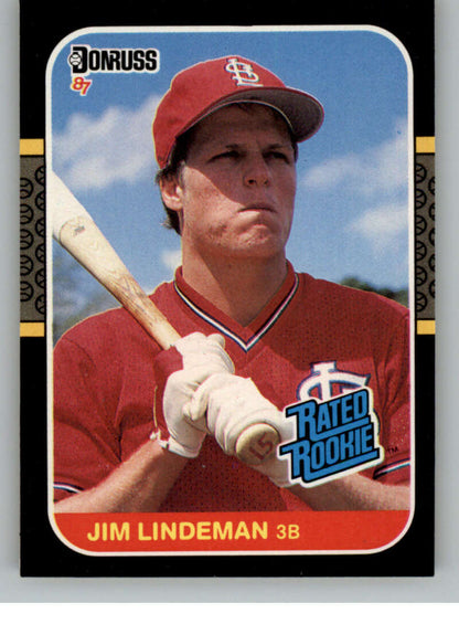 1987 Donruss #37 Jim Lindeman EX RC Rookie St. Louis Cardinals Baseball Card Image 1