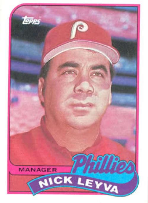 1989 Topps #74 Nick Leyva MG NM-MT Philadelphia Phillies Baseball Card Image 1