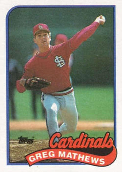 1989 Topps #97 Greg Mathews NM-MT St. Louis Cardinals Baseball Card Image 1