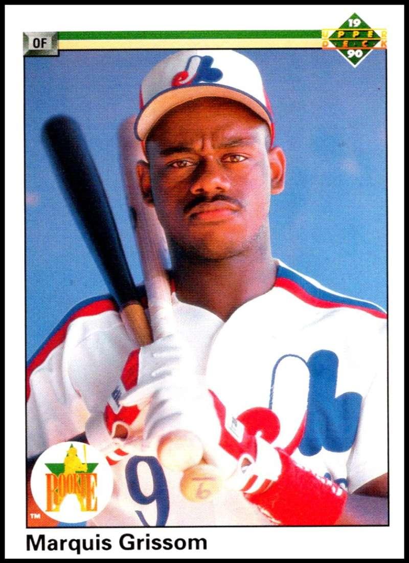 1990 Upper Deck #9 Marquis Grissom NM-MT RC Rookie Montreal Expos Baseball Card Image 1
