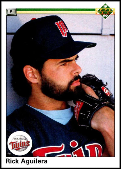 1990 Upper Deck #11 Rick Aguilera NM-MT Minnesota Twins Baseball Card Image 1