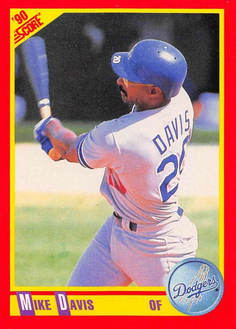 1990 Score #437 Mike Davis NM-MT Los Angeles Dodgers Baseball Card Image 1