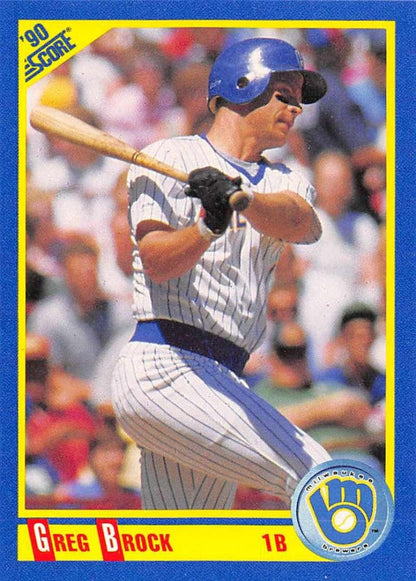 1990 Score #485 Greg Brock NM-MT Milwaukee Brewers Baseball Card Image 1