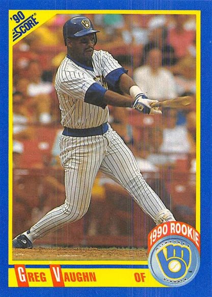 1990 Score #585 Greg Vaughn NM-MT Milwaukee Brewers Baseball Card Image 1