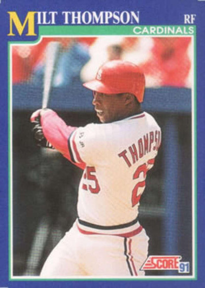 1991 Score #54 Milt Thompson NM-MT St. Louis Cardinals Baseball Card Image 1