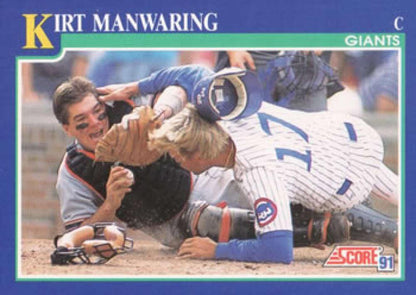 1991 Score #101 Kirt Manwaring NM-MT San Francisco Giants Baseball Card Image 1