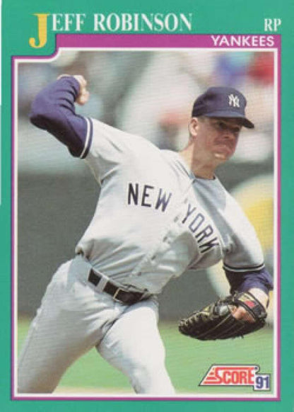 1991 Score #192 Jeff Robinson NM-MT New York Yankees Baseball Card Image 1