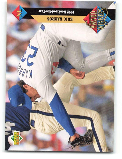 1993 Upper Deck #490 Eric Karros AW VG Los Angeles Dodgers Baseball Card Image 1